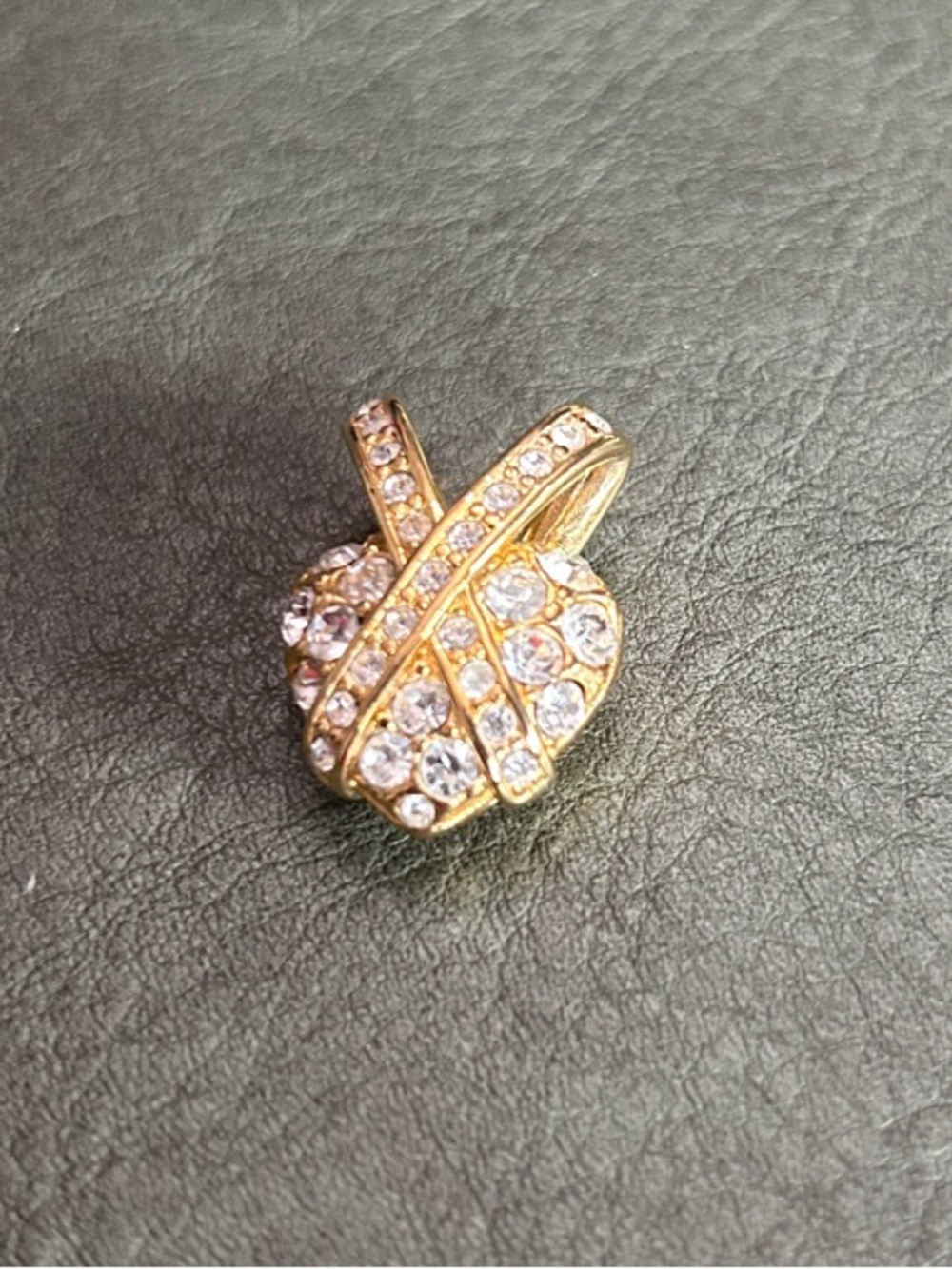 Nolan Miller glamour collection criss-cross pave rhinestone heart slide pendant